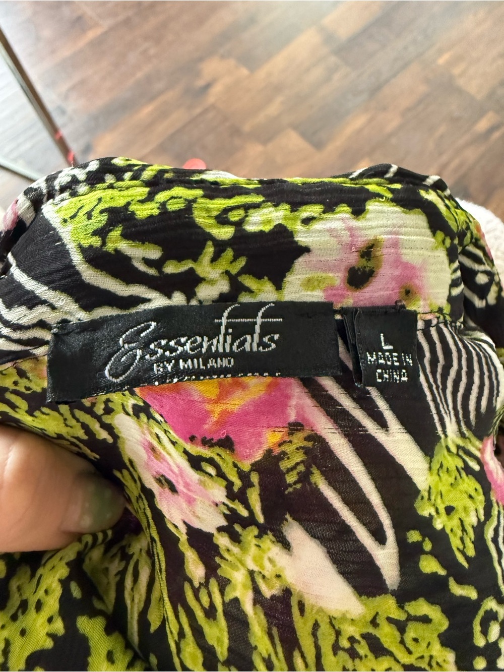 Vintage Floral & Zebra Twist-Front Short Sleeve Blouse Top Black Pink Green Y2K - Picture 8 of 10